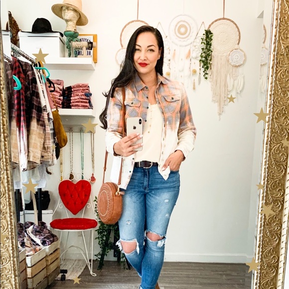 Orange & Grey Bleached Flannel - Picture 3 of 6